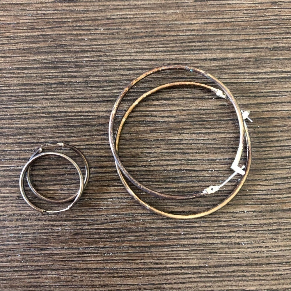 Vintage Sliver hoop earrings set of 2